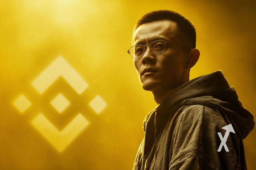 "Zha, fundador de Binance, logo amarillo"