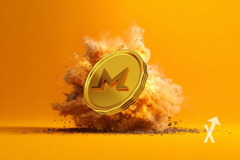 "Monero XMR: amarillo sobre fondo naranja"