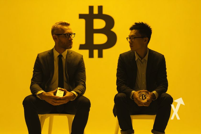 CZ y Peter Schiff con Bitcoin.