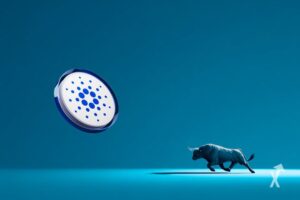 Token blanco Cardano, toro corre izquierda.