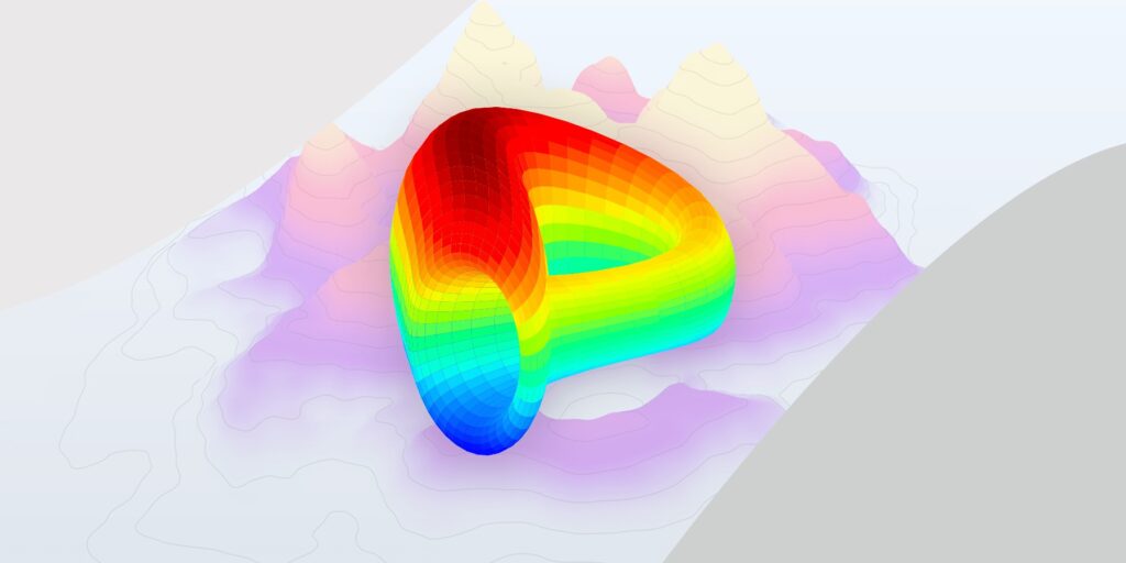 Un banner con el logo de Curve y formas de montañas en el fondo