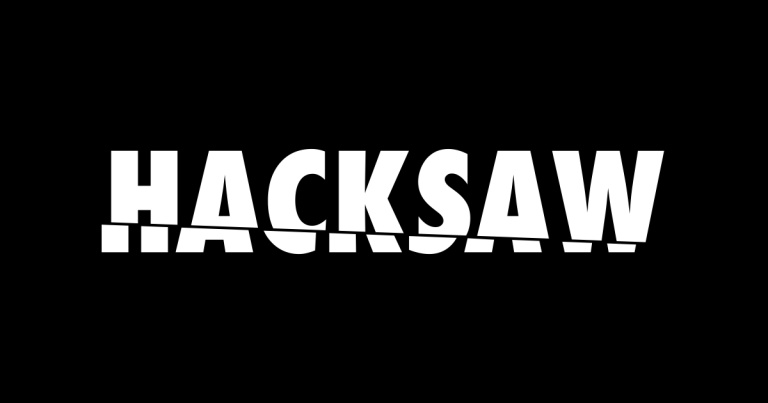 logotipo de Hacksaw Gaming en negro y blanco