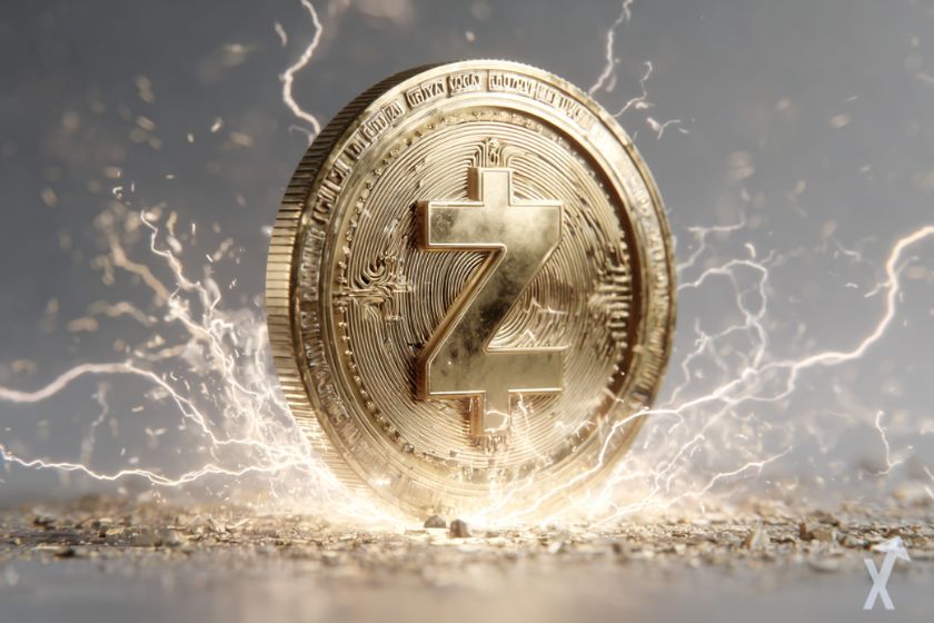 Moneda Zcash ZEC en explosión eléctrica.