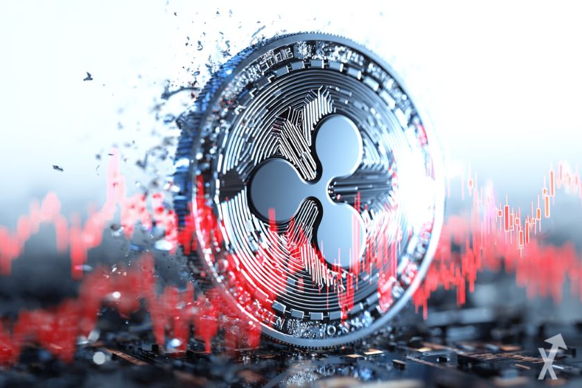 Moneda 3D XRP Ripple gris.