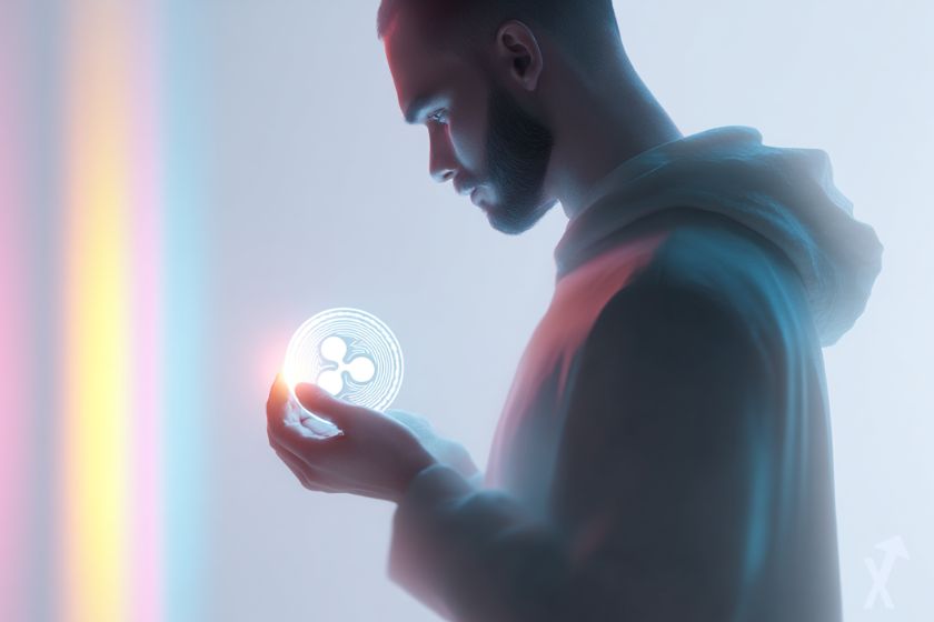 Hombre misterioso con brillante XRP.