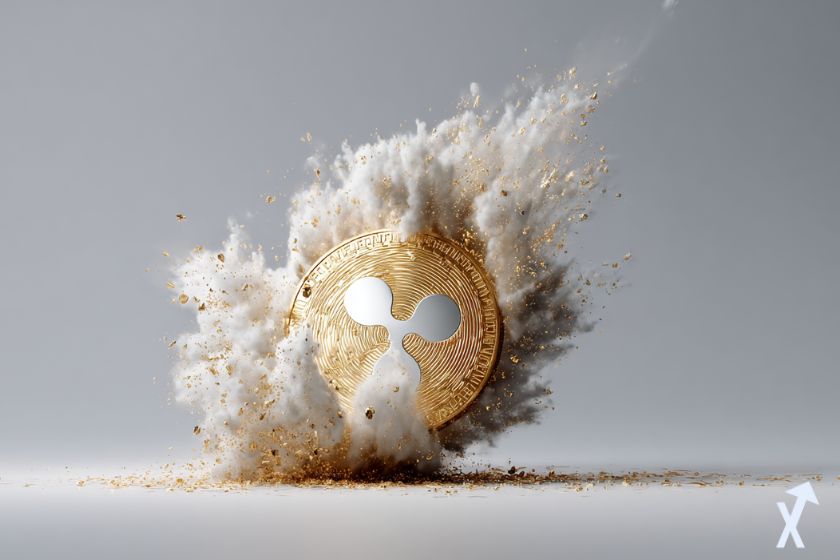 Moneda de oro y gris XRP.