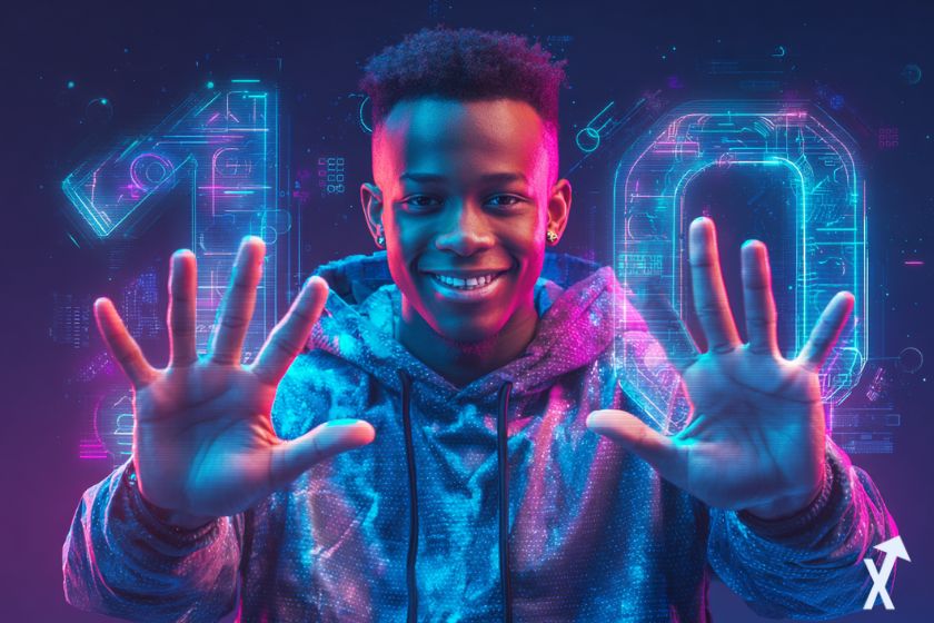 Hombre sonriente muestra "10" con dedos.