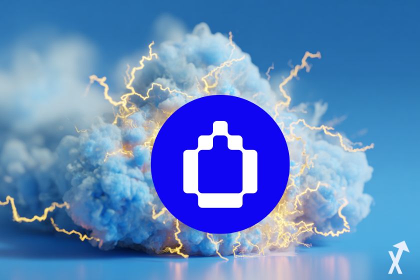 Logotipo húmedo azul y blanco.