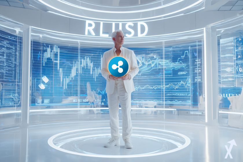 Hombre con logo Ripple en blanco.