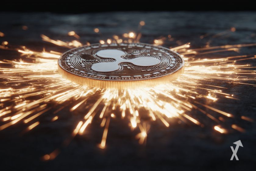 Token XRP en suelo brillando.