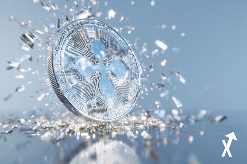 xrp coin argent&eacute; sur fond argent et gris