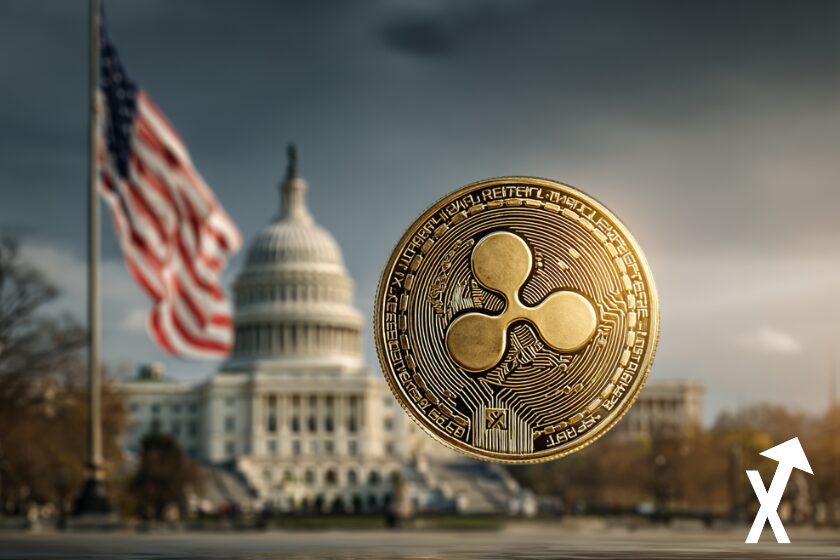 llustration financi&egrave;re r&eacute;aliste &agrave; l&rsquo;atmosph&egrave;re calme mais dramatique : en arri&egrave;re-plan, le drapeau des &Eacute;tats-Unis flotte doucement sous une lumi&egrave;re naturelle aux couleurs l&eacute;g&egrave;rement d&eacute;satur&eacute;es, avec le Capitole