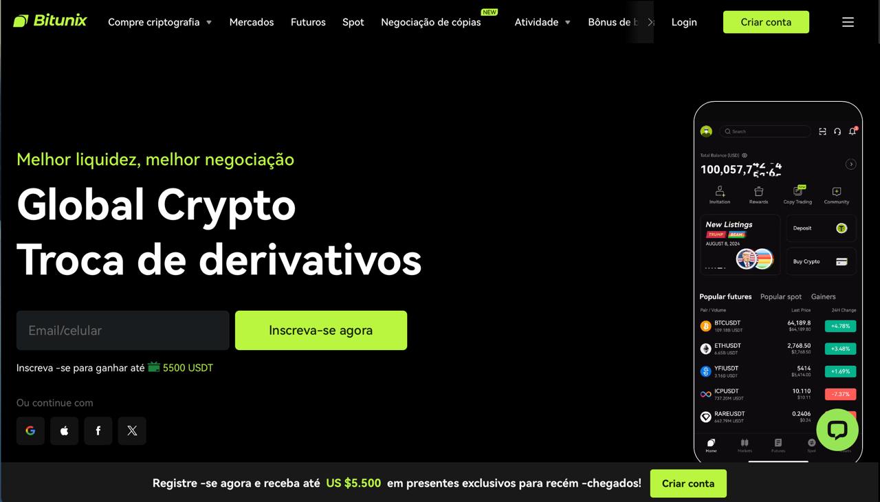 Apresentação e funcionalidades da Bitunix