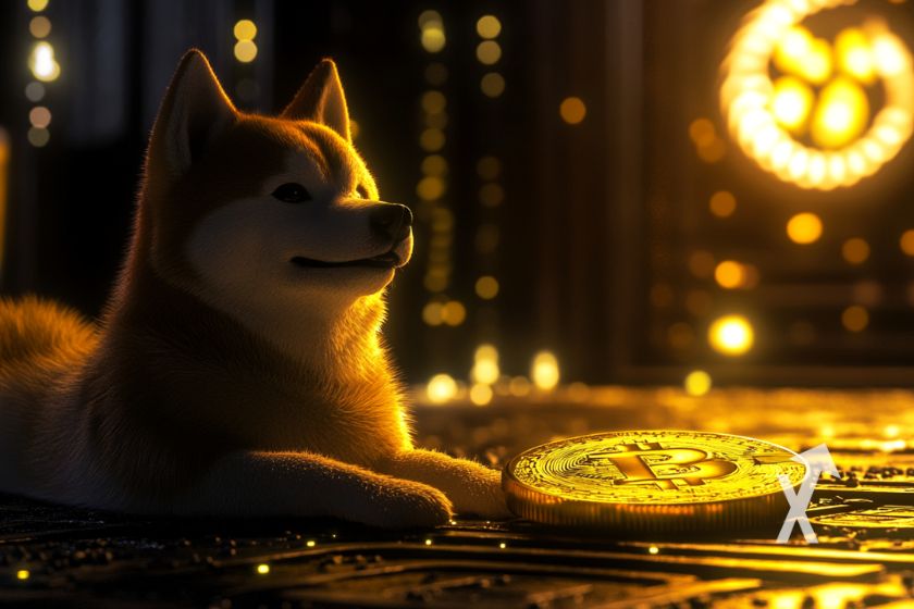 Criptomoeda Dogecoin - Shiba Inu mascot.