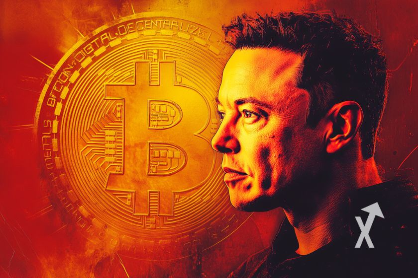 Elon Musk promotes Bitcoin investment.