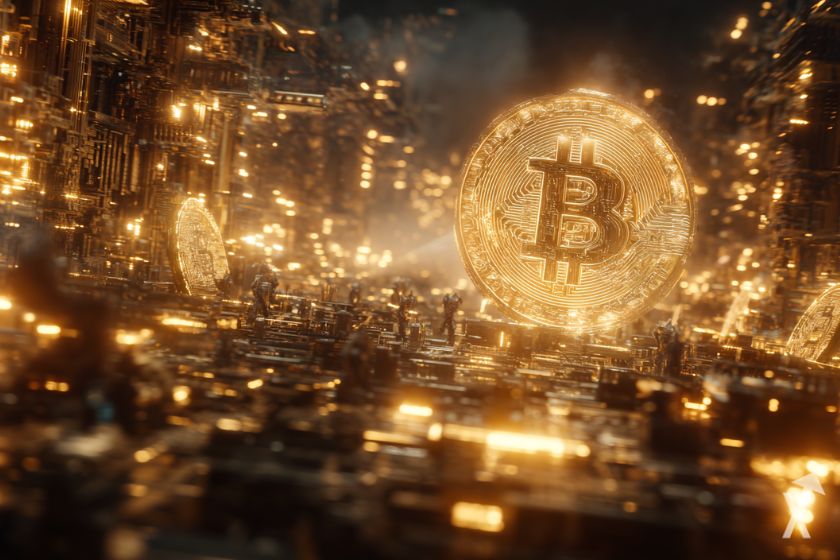 Produção de Bitcoin através de mineração.