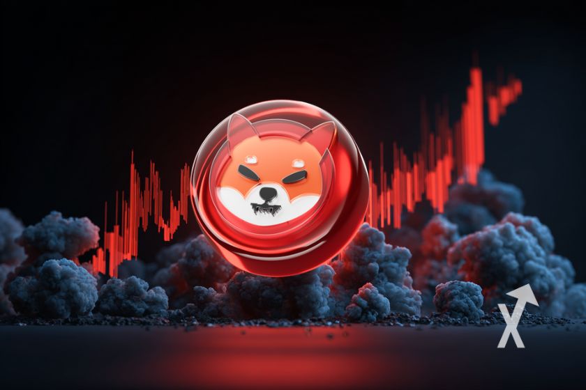 Cachorro Shiba Inu brincalhão.