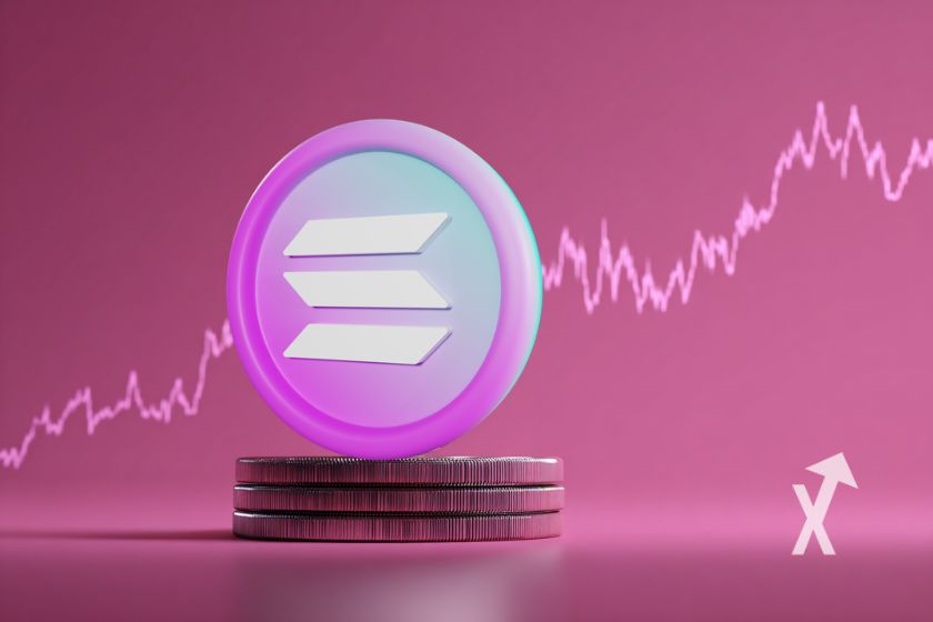 Moeda 3D SOL Solana em rosa.