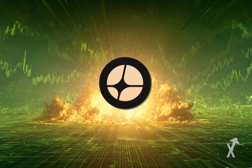 O logo Aster explodindo num gráfico verde.