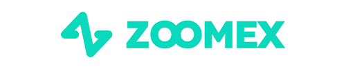 Logotipo ZOOMEX azul sobre fundo branco
