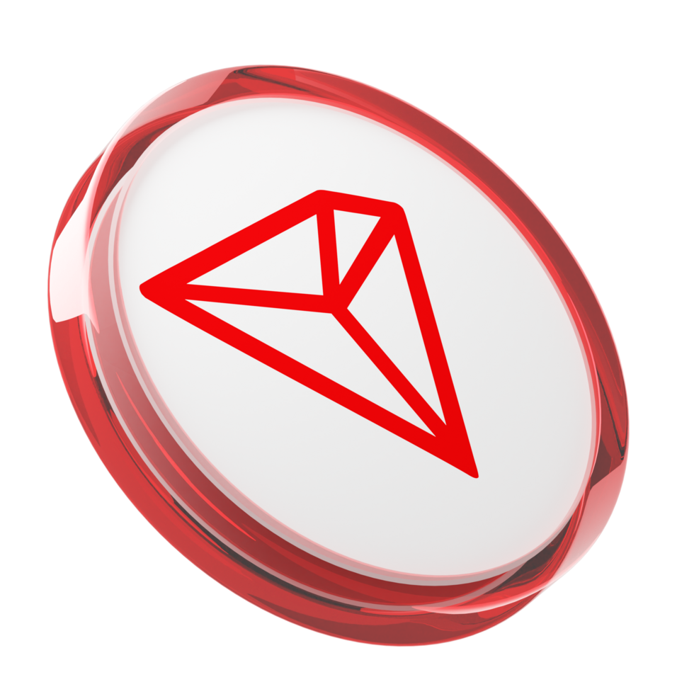 Token TRON TRX VERMELHO E BRANCO SOBRE FUNDO BRANCO