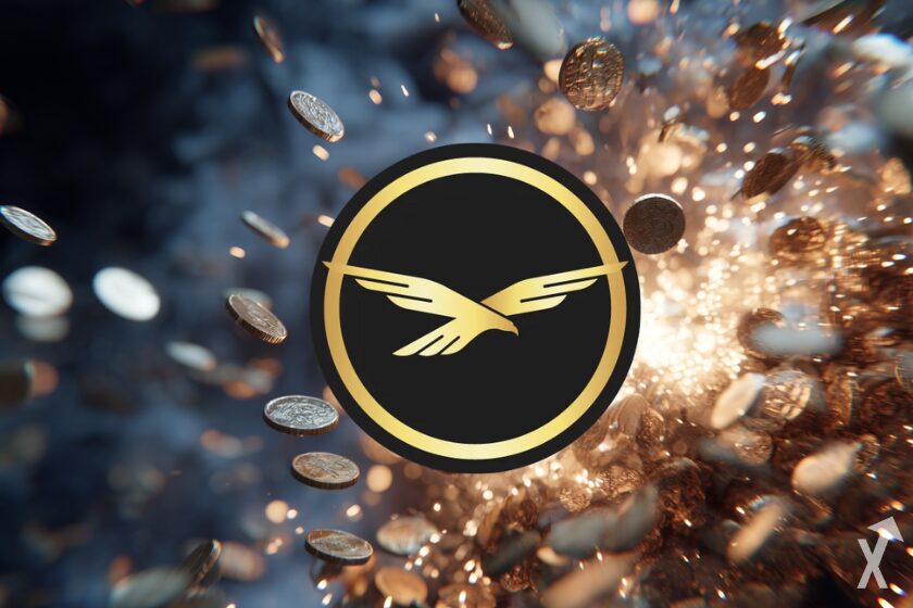 O logótipo da WLFI com um fundo de explosão