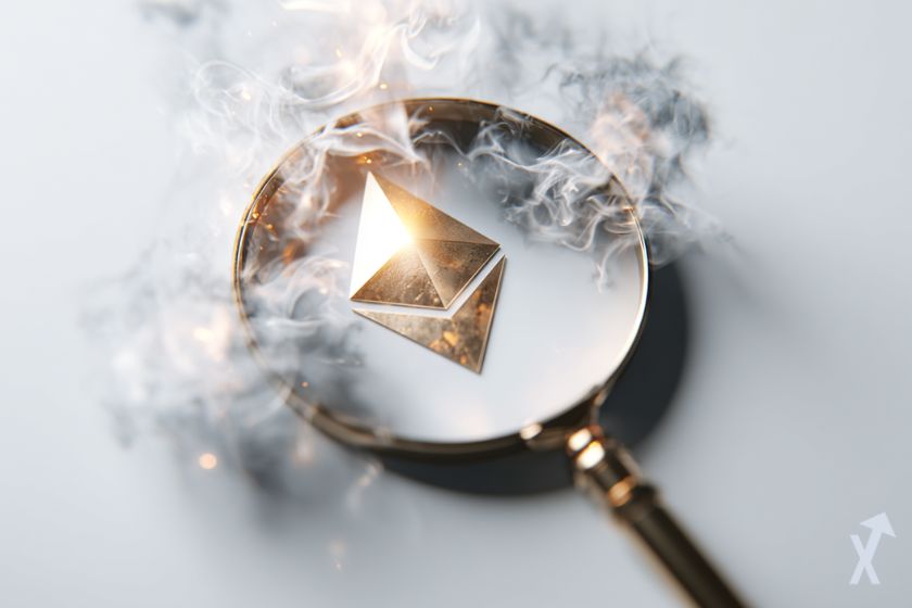 Moeda Ethereum brilhante em 3D.