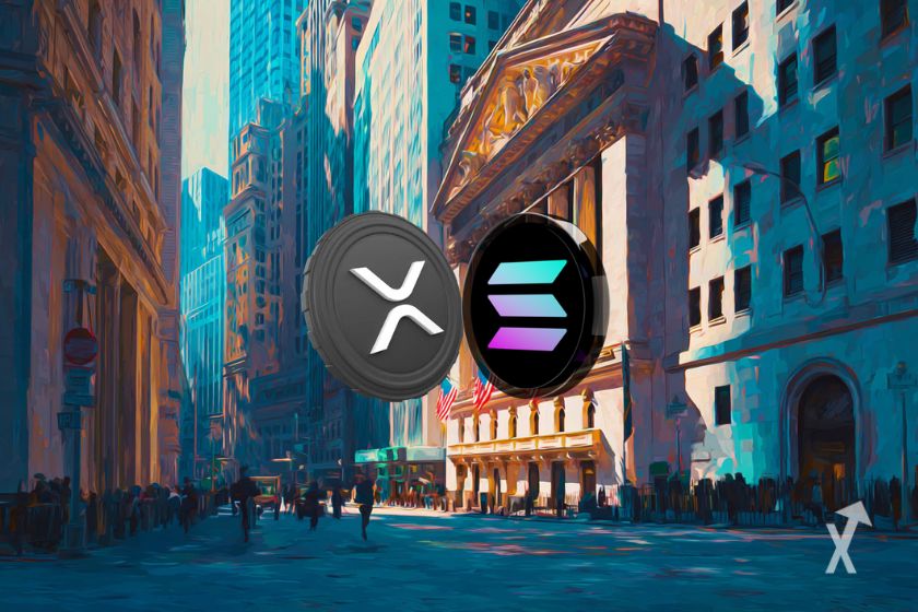 Tokens XRP e SOL em Wall Street.