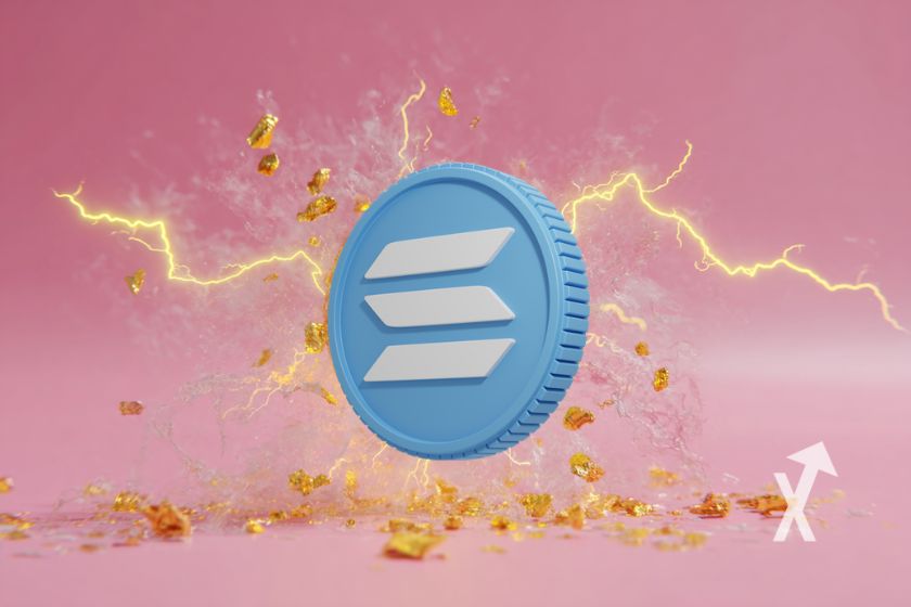 moeda Solana em fundo rosa