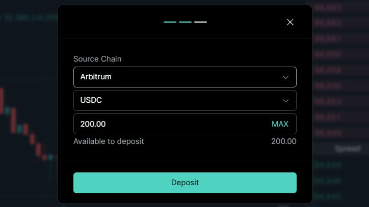Separador de depósito de fundos no paradex interface preta e verde