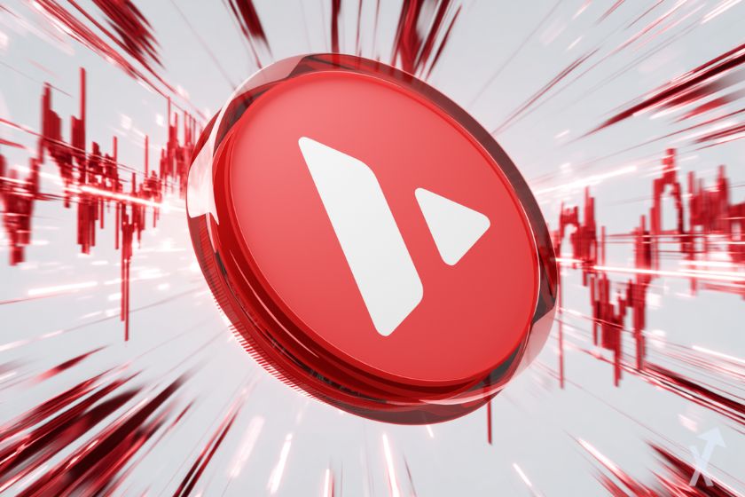 Logotipo avalanche Avax em fundo vermelho.