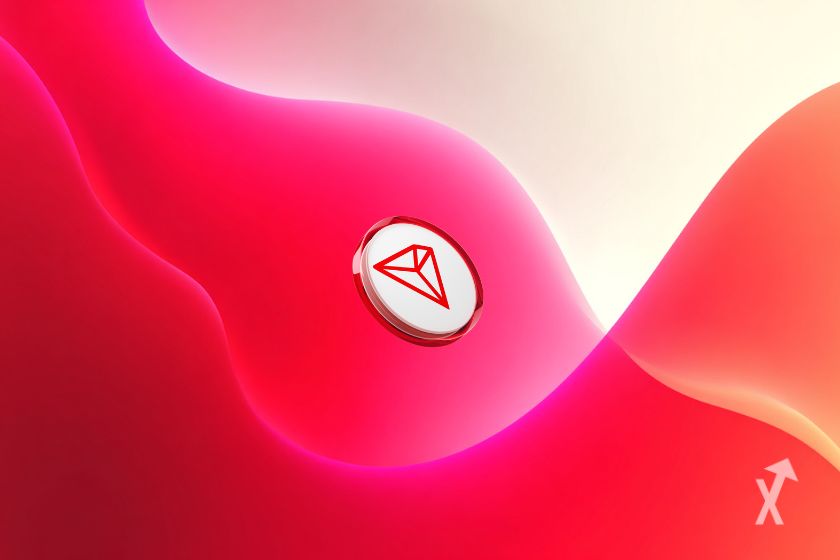 Um token branco com o logotipo TRX.