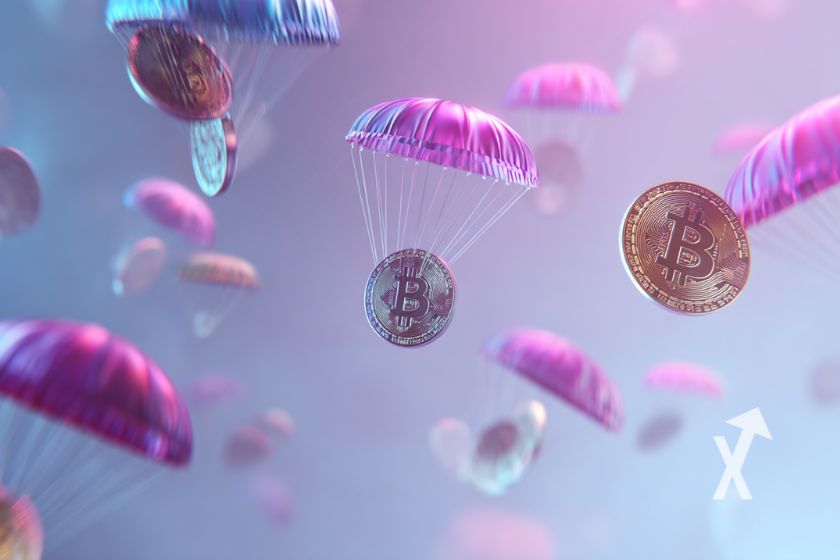 Para-quedas rosa, Bitcoins no céu.