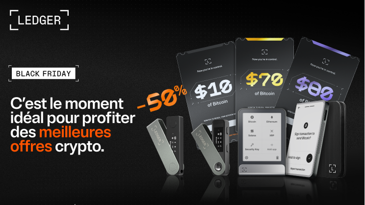 A coleção de carteiras Ledger sobre fundo preto para uma oferta especial black friday