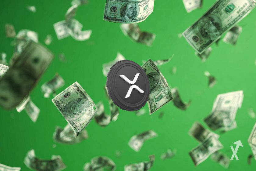 O token cinzento com logo XRP.