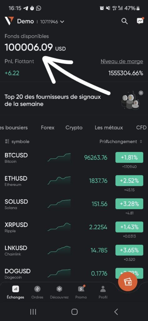 compte demo cfd vantage trading