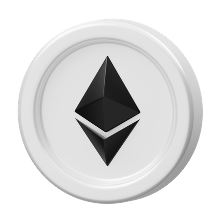 Le token de la cryptomonnaie Ethereum en noir et blanc sur un fond transparent
