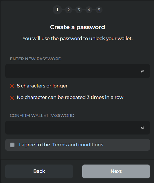 créer un password xdefi