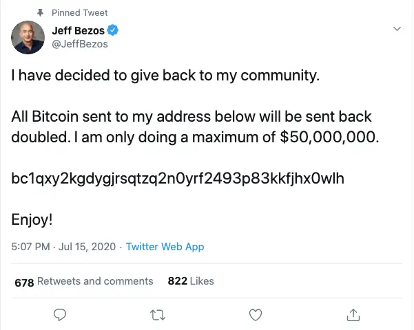exemple de giveaways scam crypto sur twitter