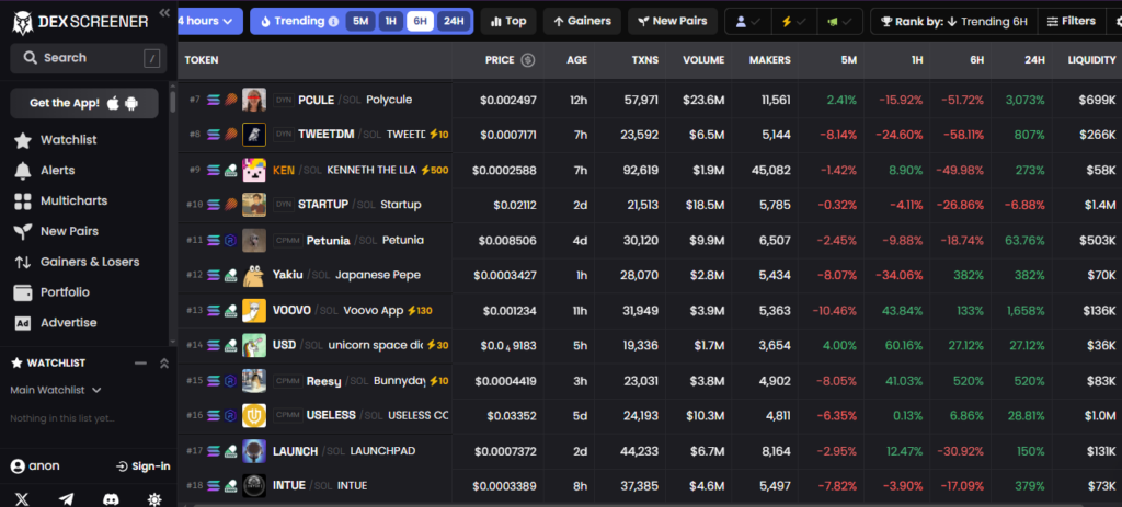 fonctionnement DexScreener
