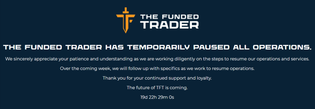 Fermeture temporaire de The Funded Trader