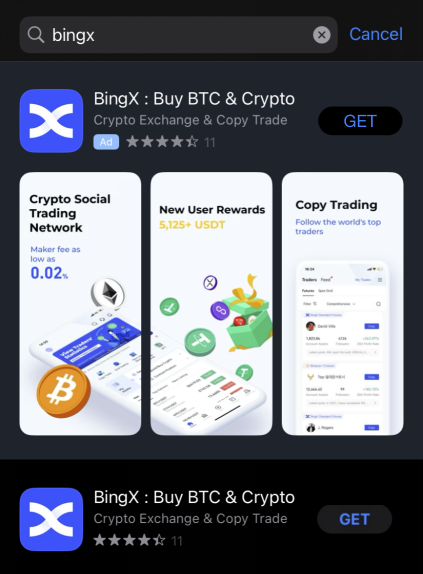 BingX Application mobile