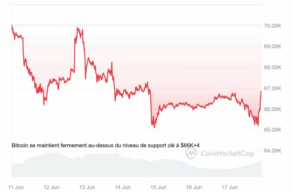 Graphique cours du Bitcoin juin 2024