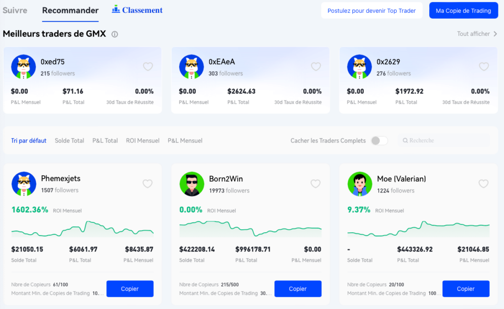 Copy trading GMX Phemex