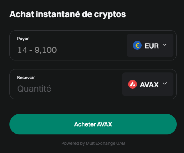 Achat crypto avalanche avax sur Bitget