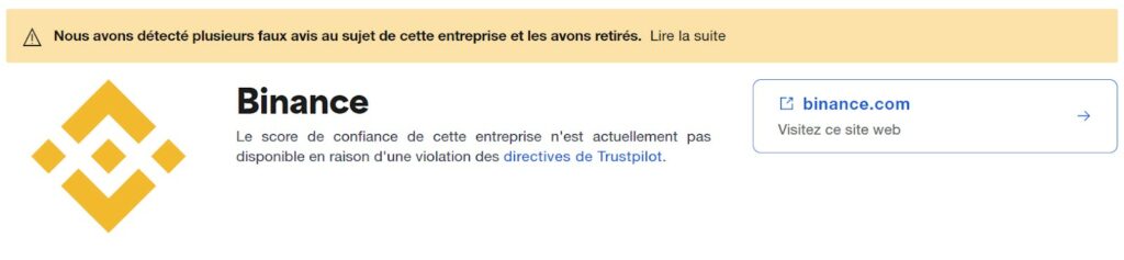 Binance avis trustpilot