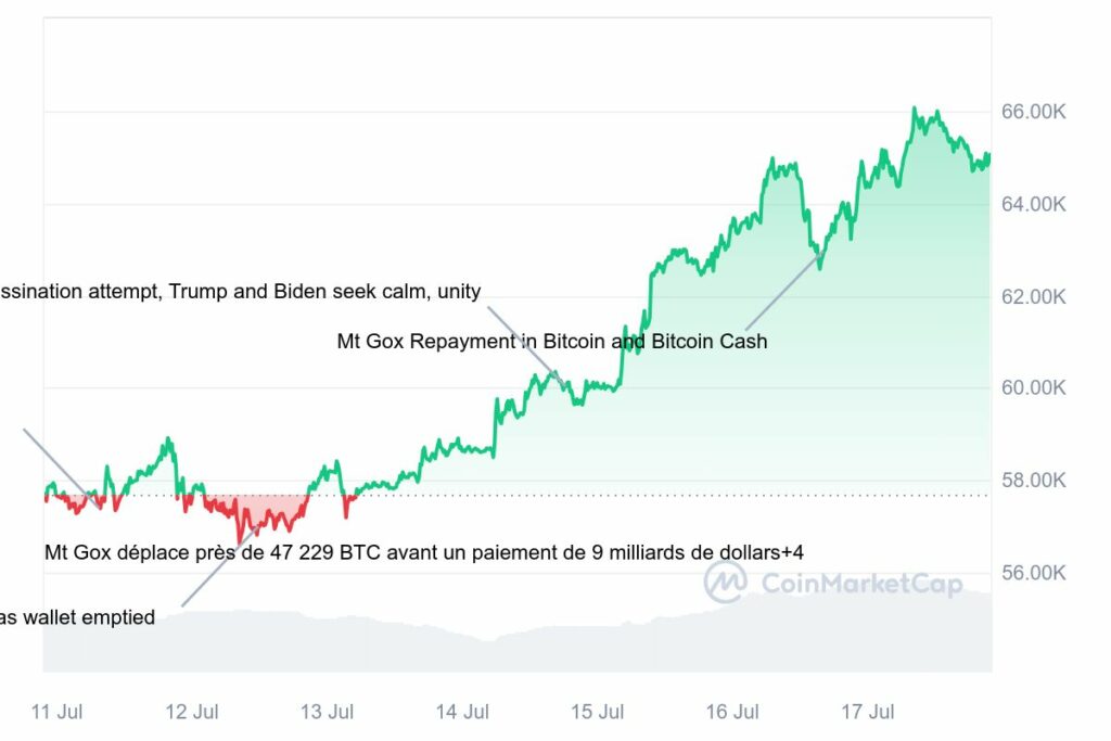 Bitcoin touche les 66000$ 17 juillet