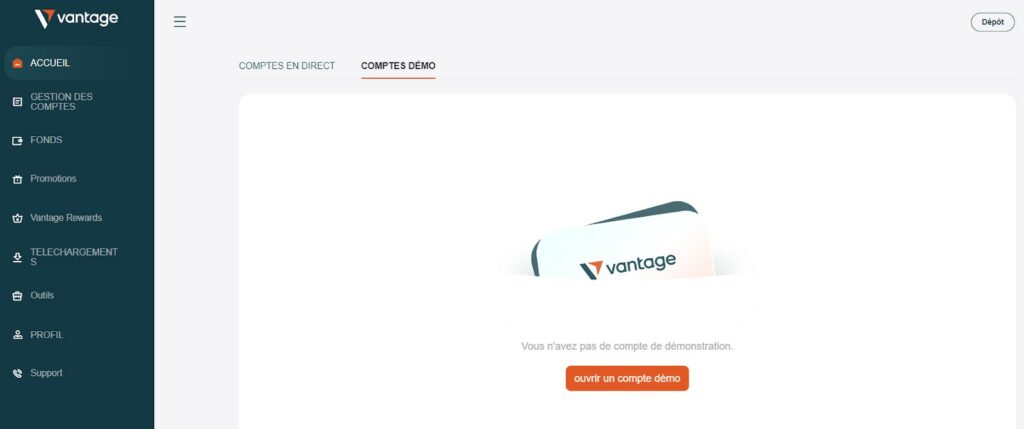 Comment ouvrir un compte demo sur Vantage FX