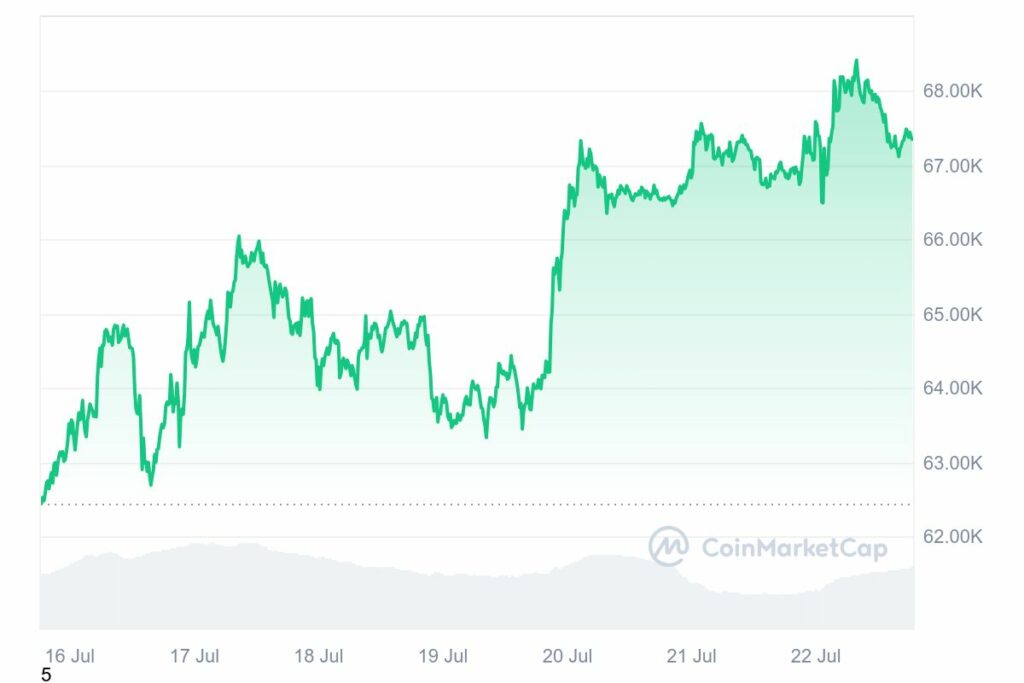 Graphique hausse BItcoin suite annonce Trump Biden