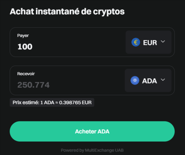 Guide achat Cardano ada sur Bitget